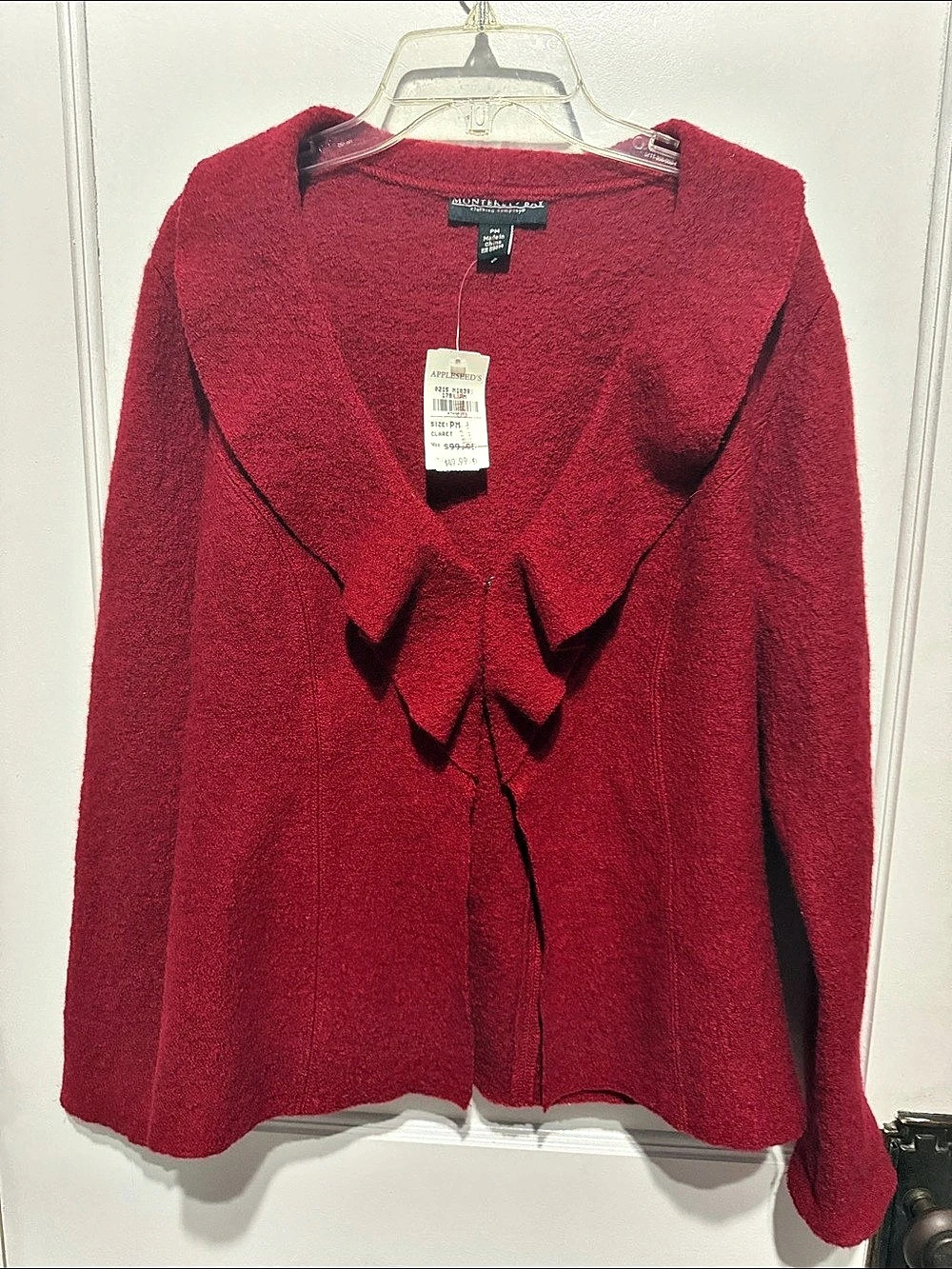 Monterey Bay Red Scalloped Sweater/Jacket NWT